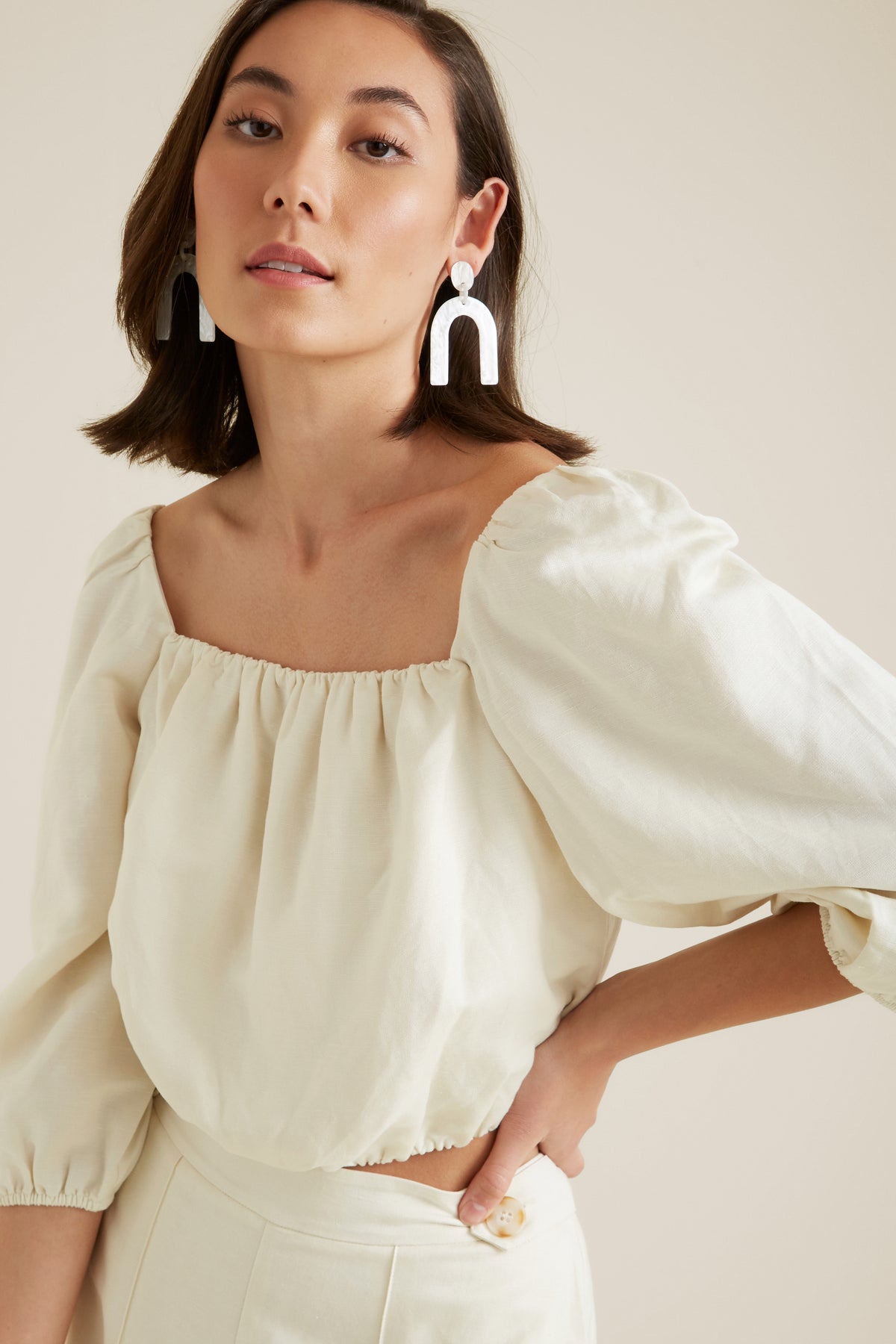 Square Neck Puff Top