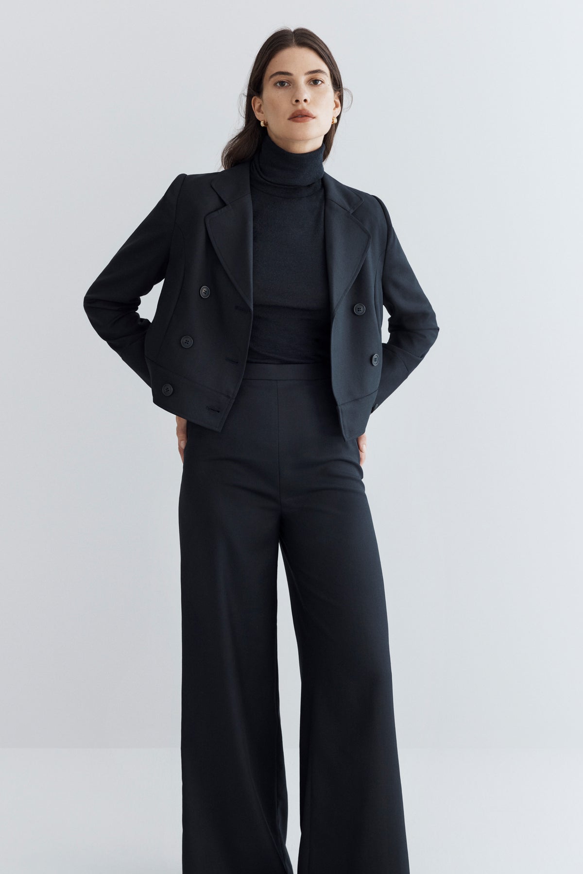 Wool Blend High Palazzo Pant