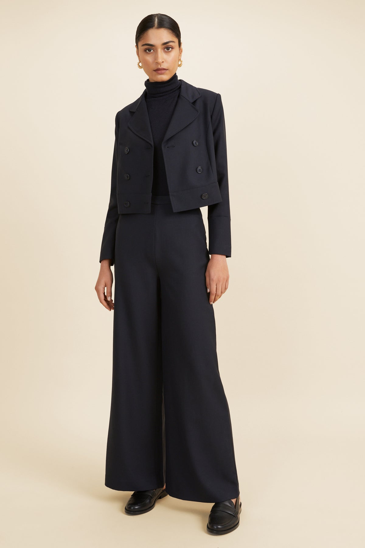 Wool Blend High Palazzo Pant