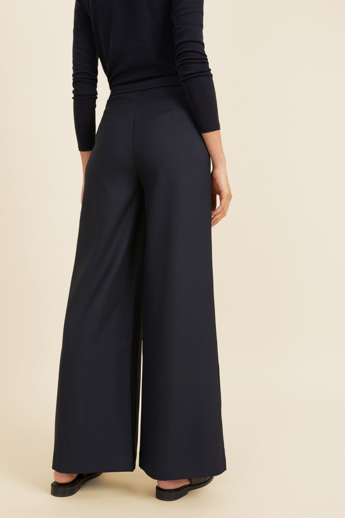 Wool Blend High Palazzo Pant