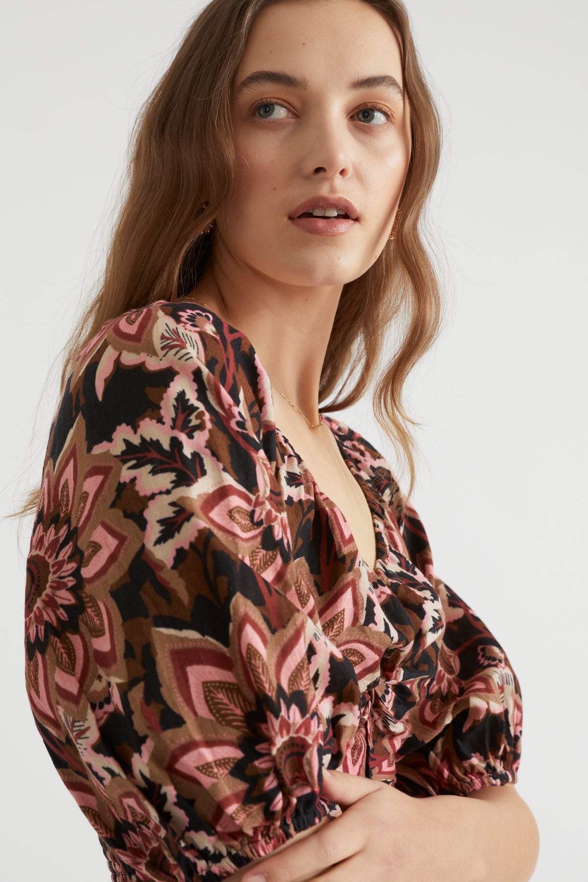 Floral Twist Front Crop Top