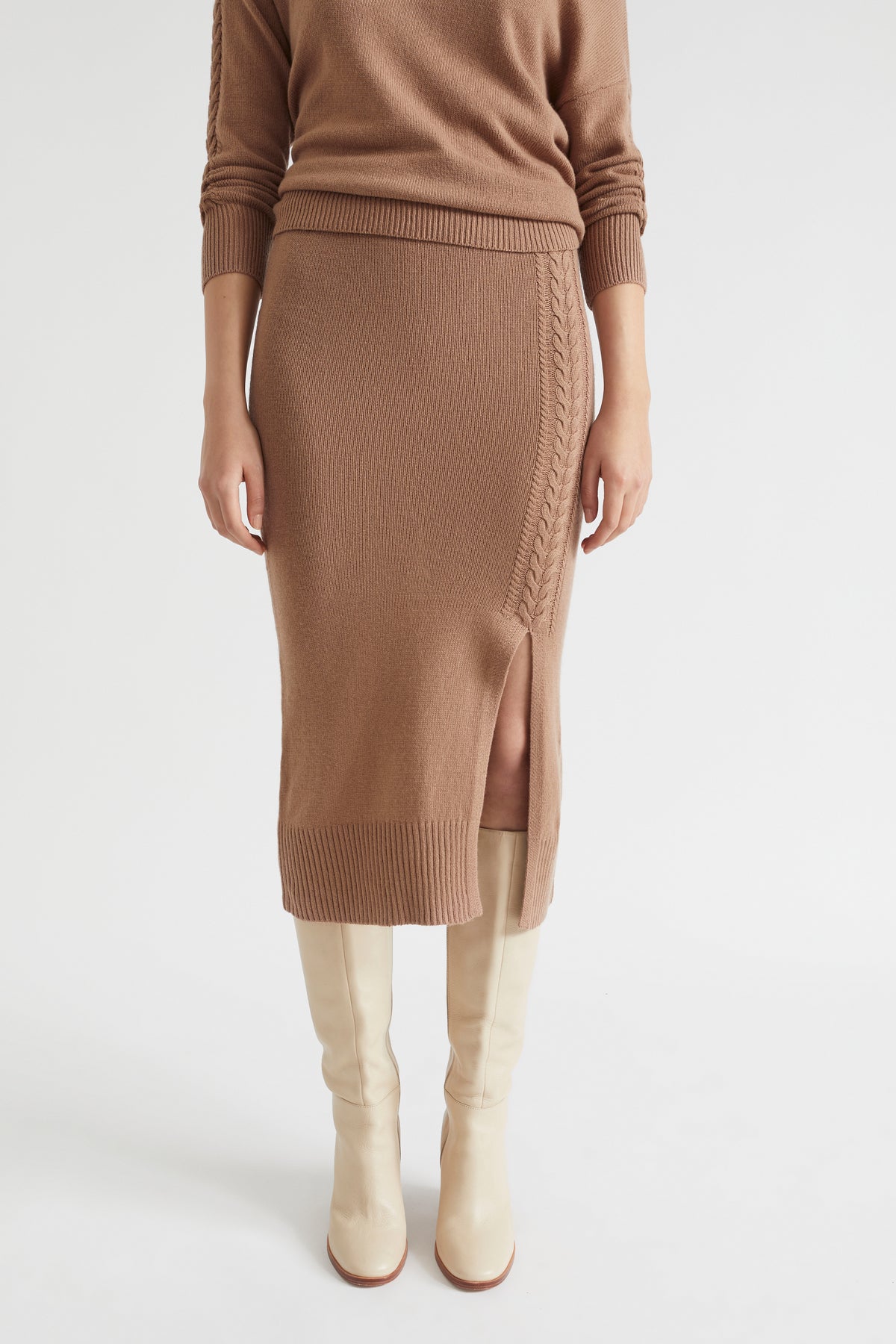 Cable Midi Split Skirt
