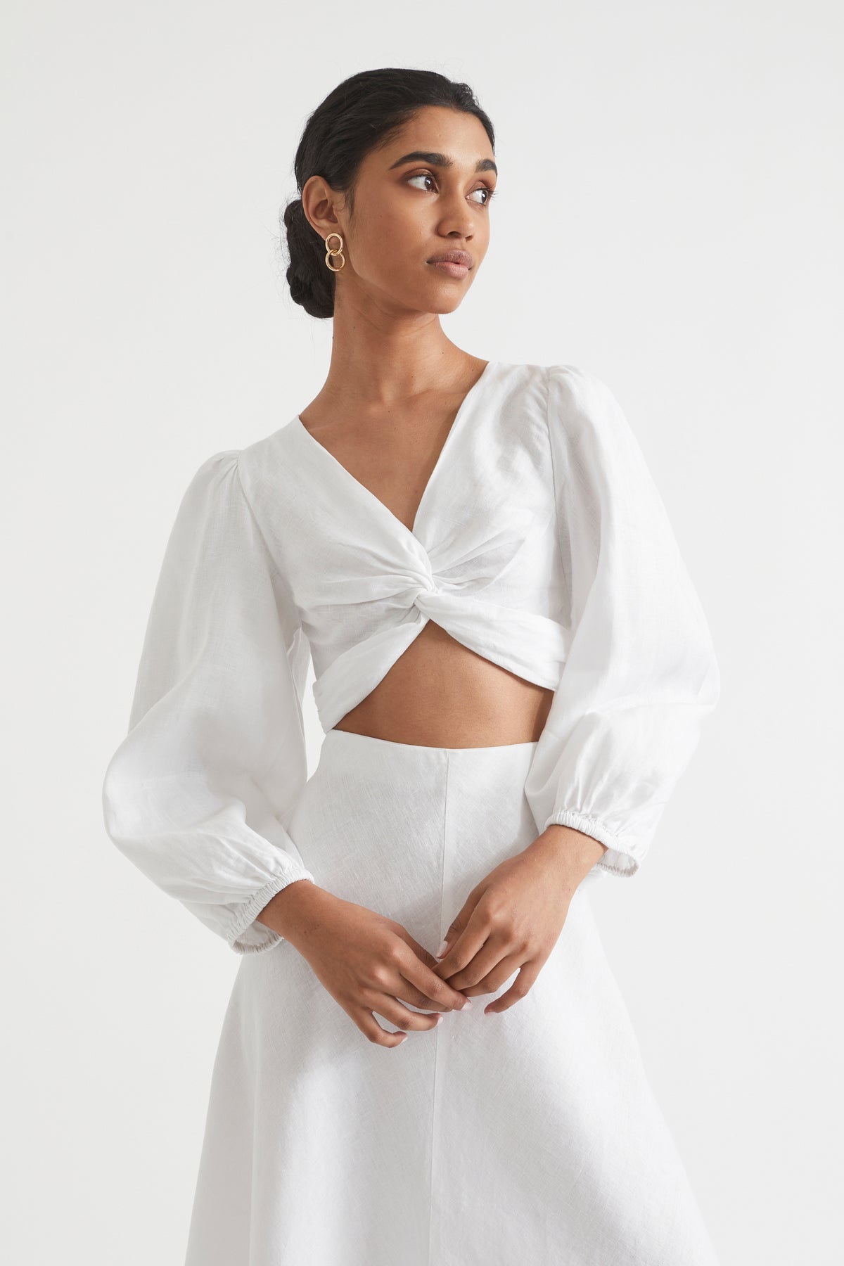 Linen Twist Front Top