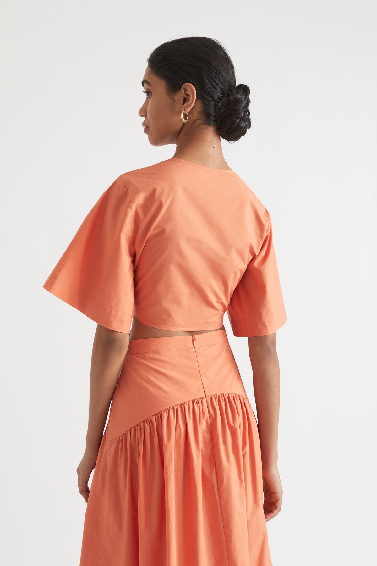 Poplin Tie Front Top