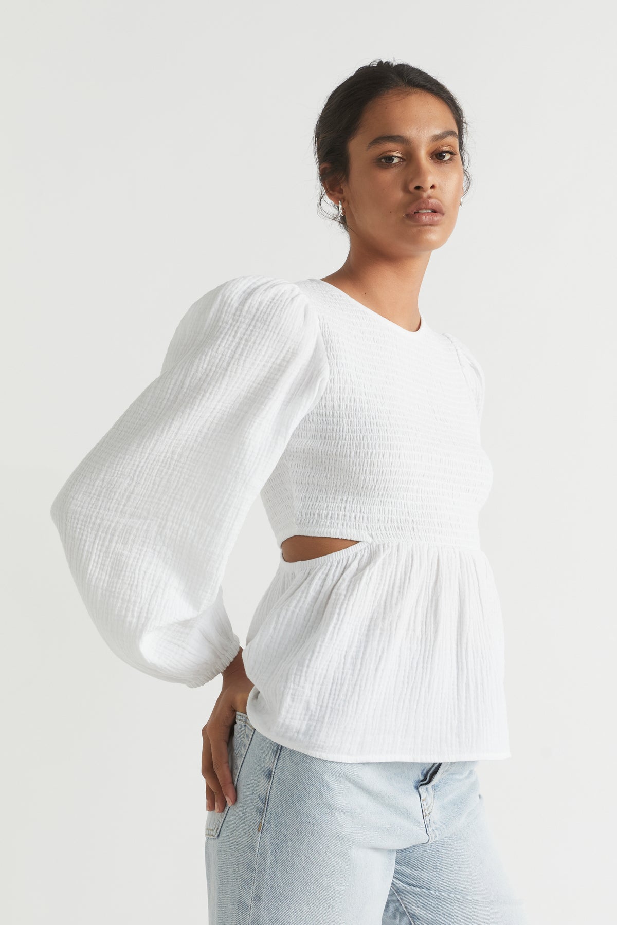 Cheesecloth Shirred Bodice Top