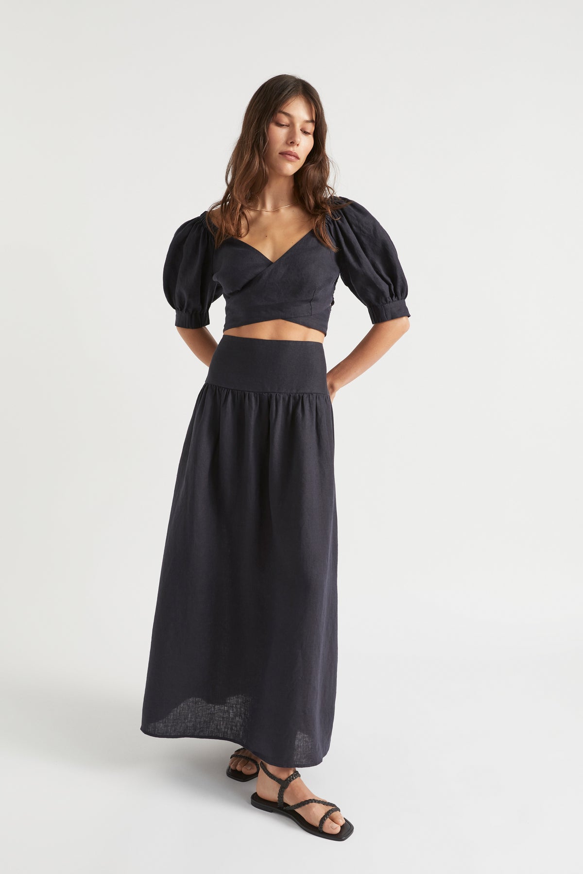 Linen Cross Front Top