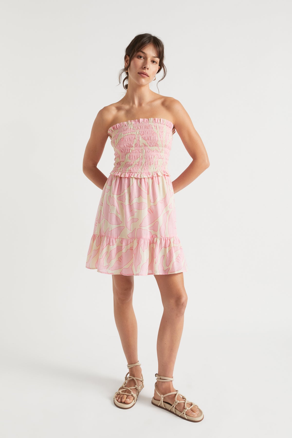 Voile Floral Shirred Mini Dress