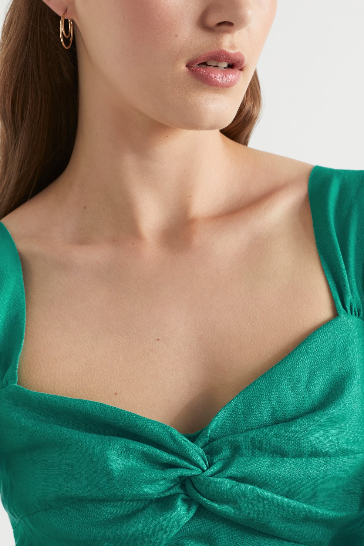 Linen Twist Front Crop Top