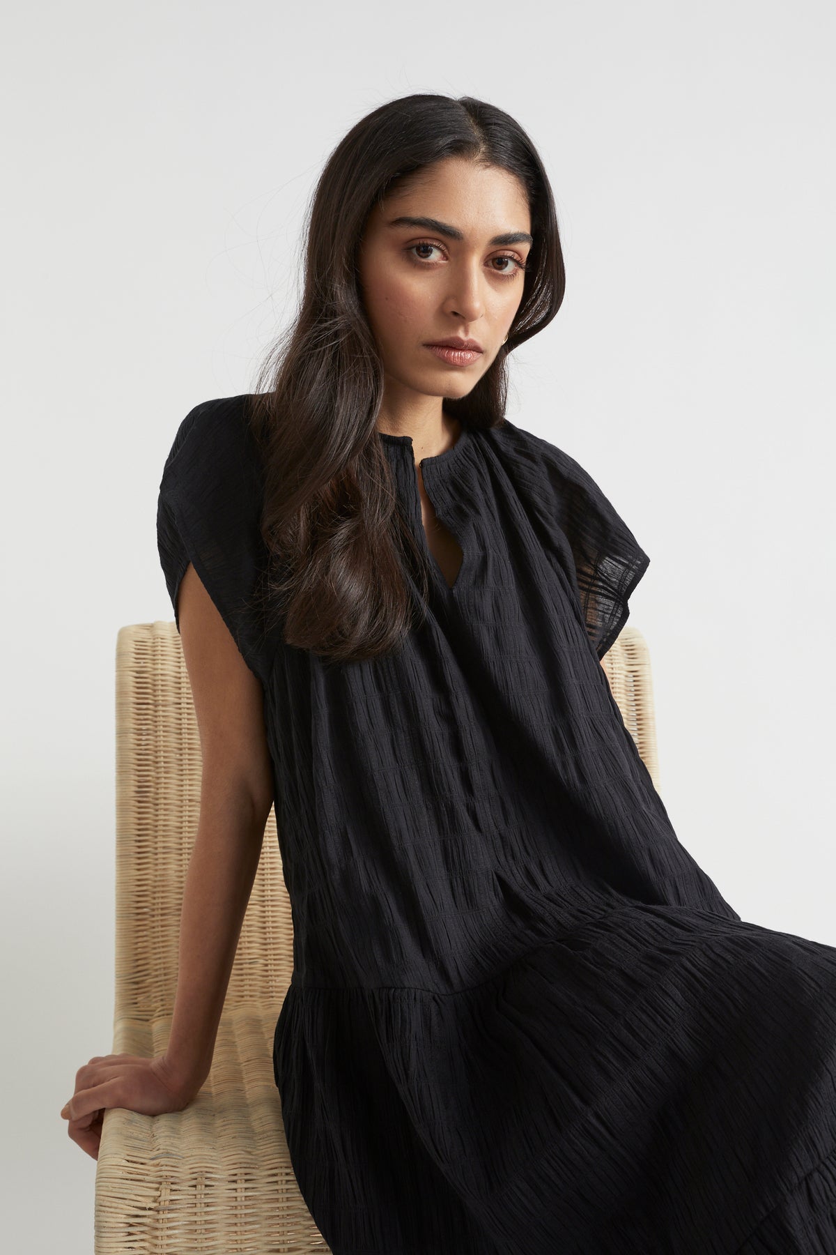 Textured Relaxed Midi Dress