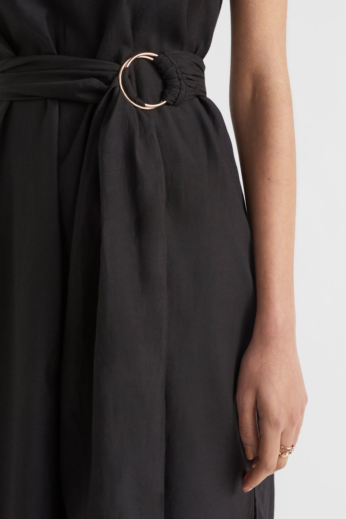One Shoulder D Ring Belt Maxi Dress