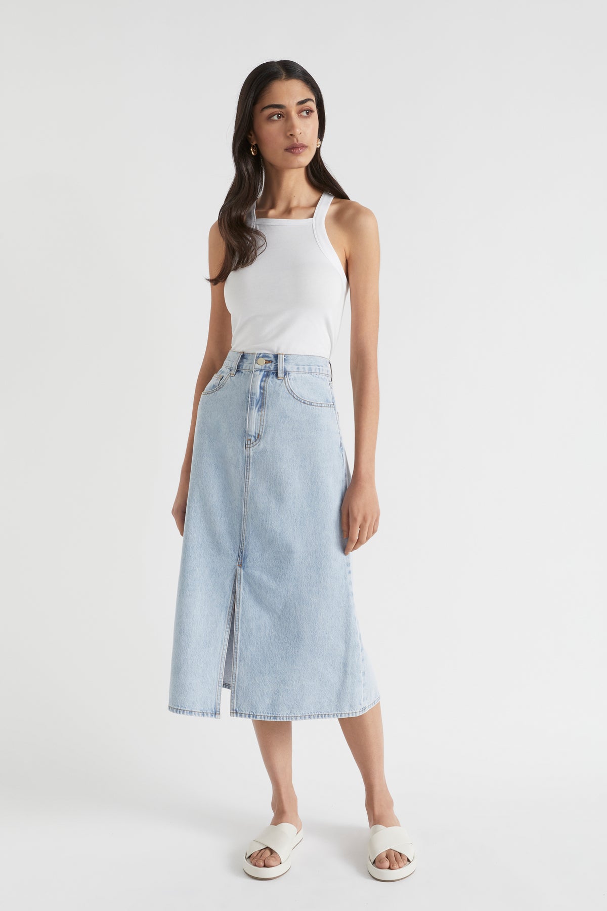 Cotton Flared Midi Skirt