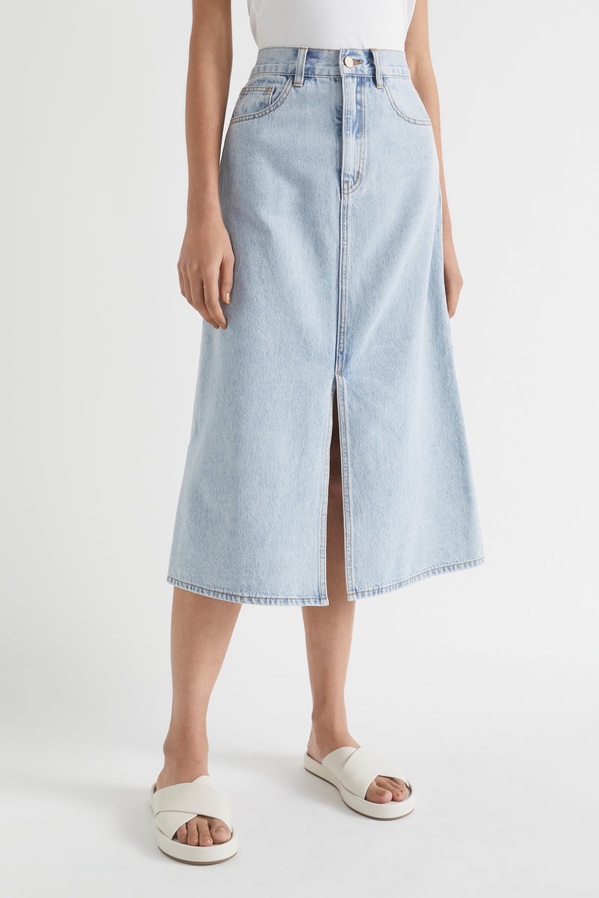 Cotton Flared Midi Skirt