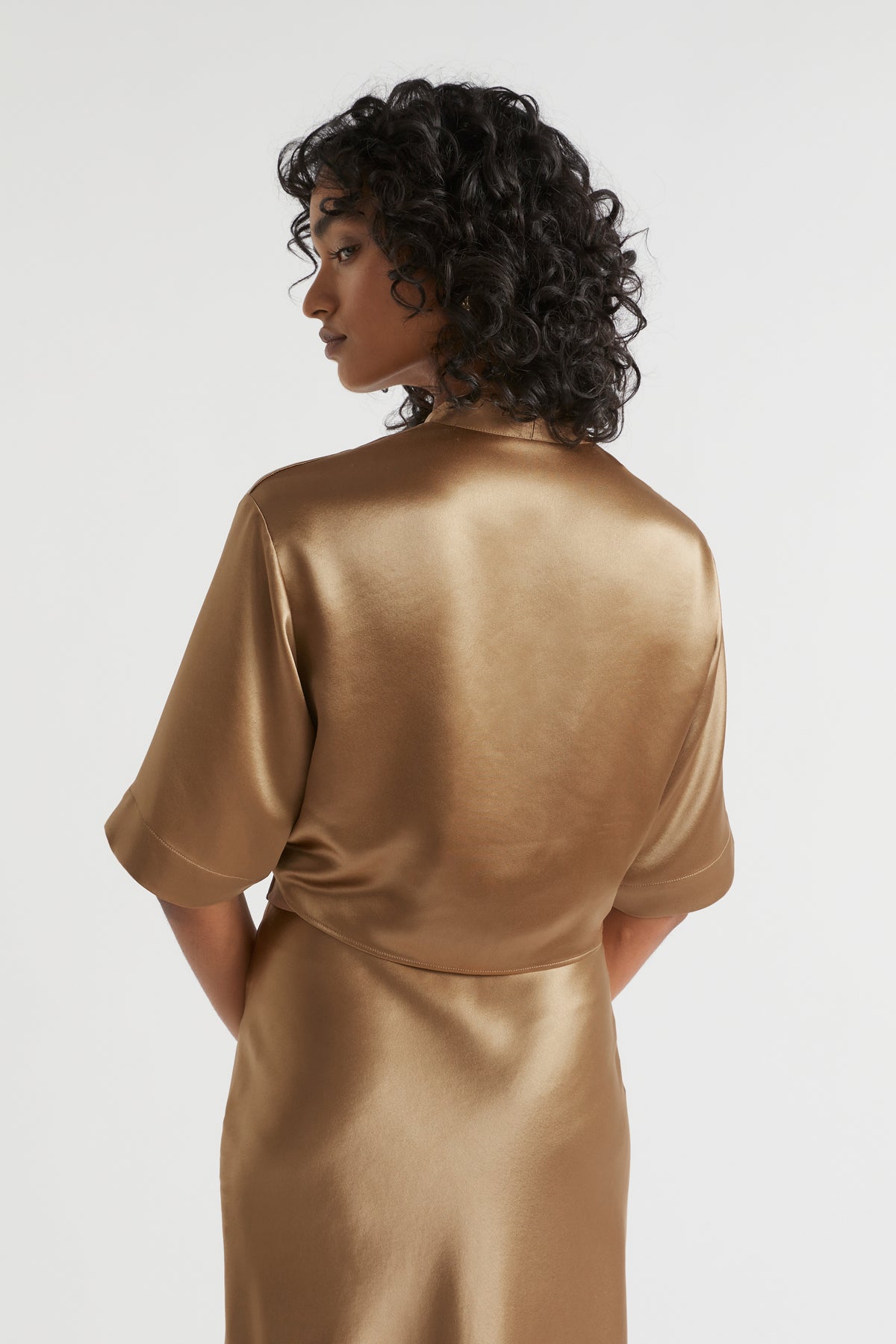 Satin Tie Front Top