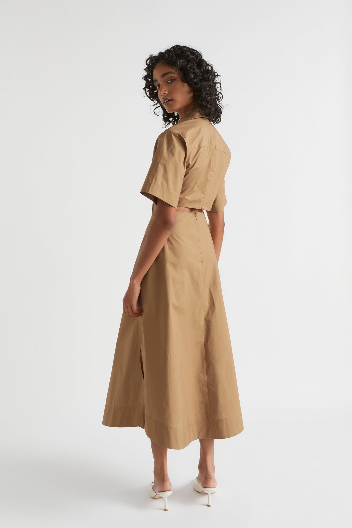 Knot Front Poplin Shirt Dress