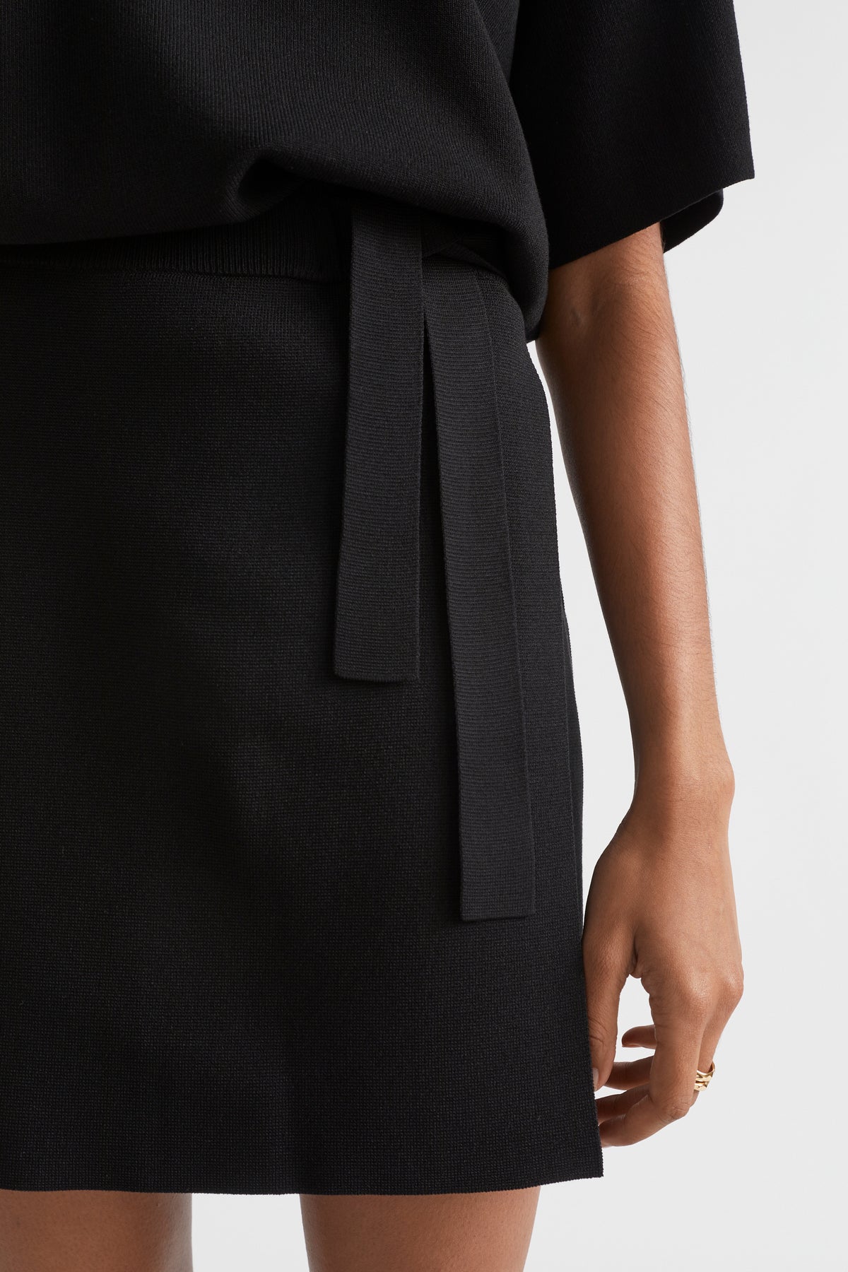 Crepe Knit Mini Wrap Skirt