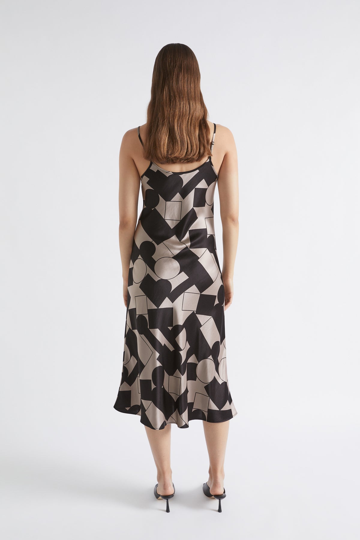 Abstract Geo Satin Slip Dress