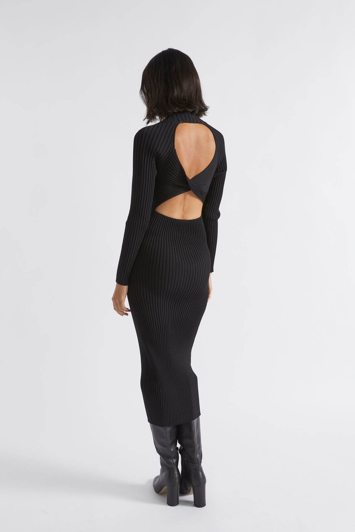 Rib Twist Back Knit Dress