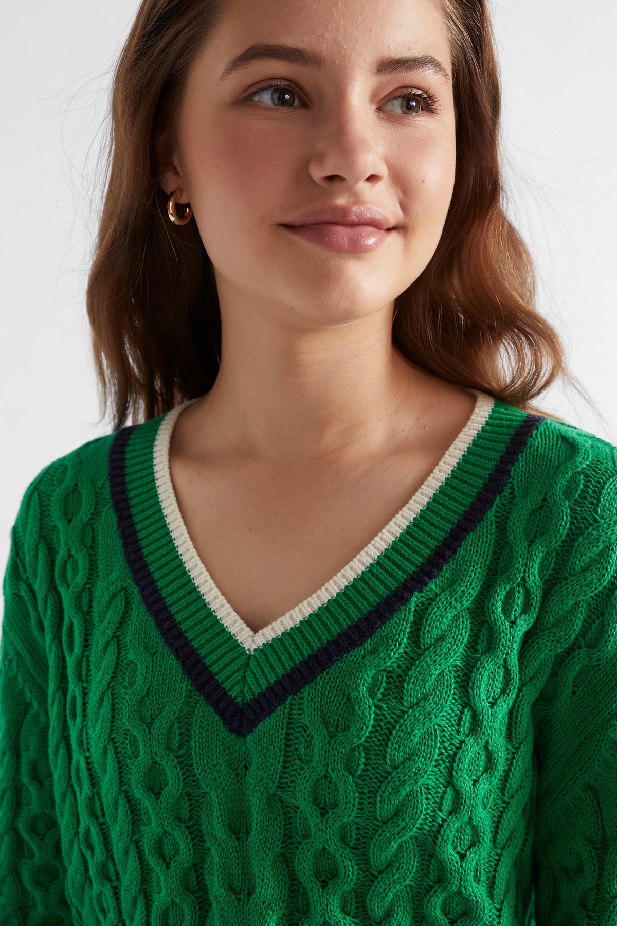 V-Neck Cable Knit