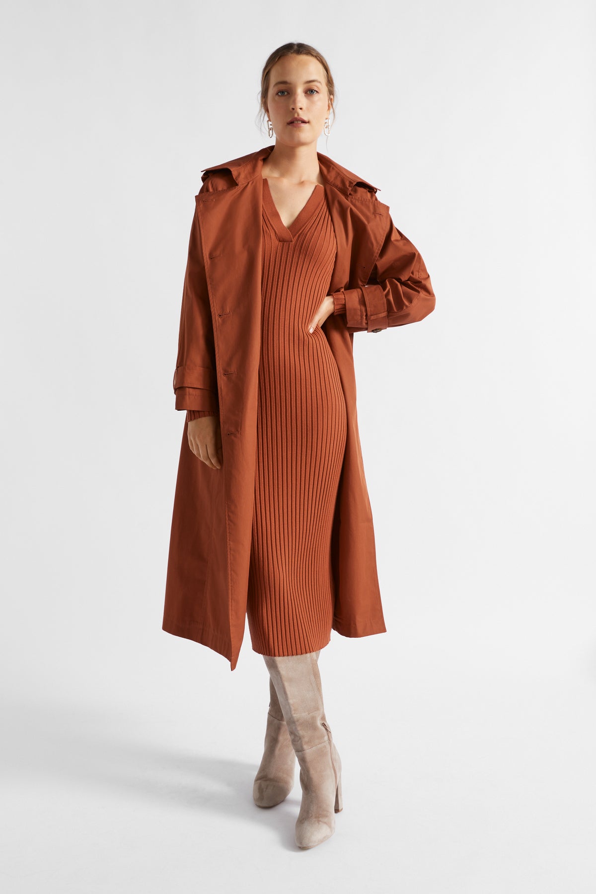 Streamline Polo Knit Midi Dress