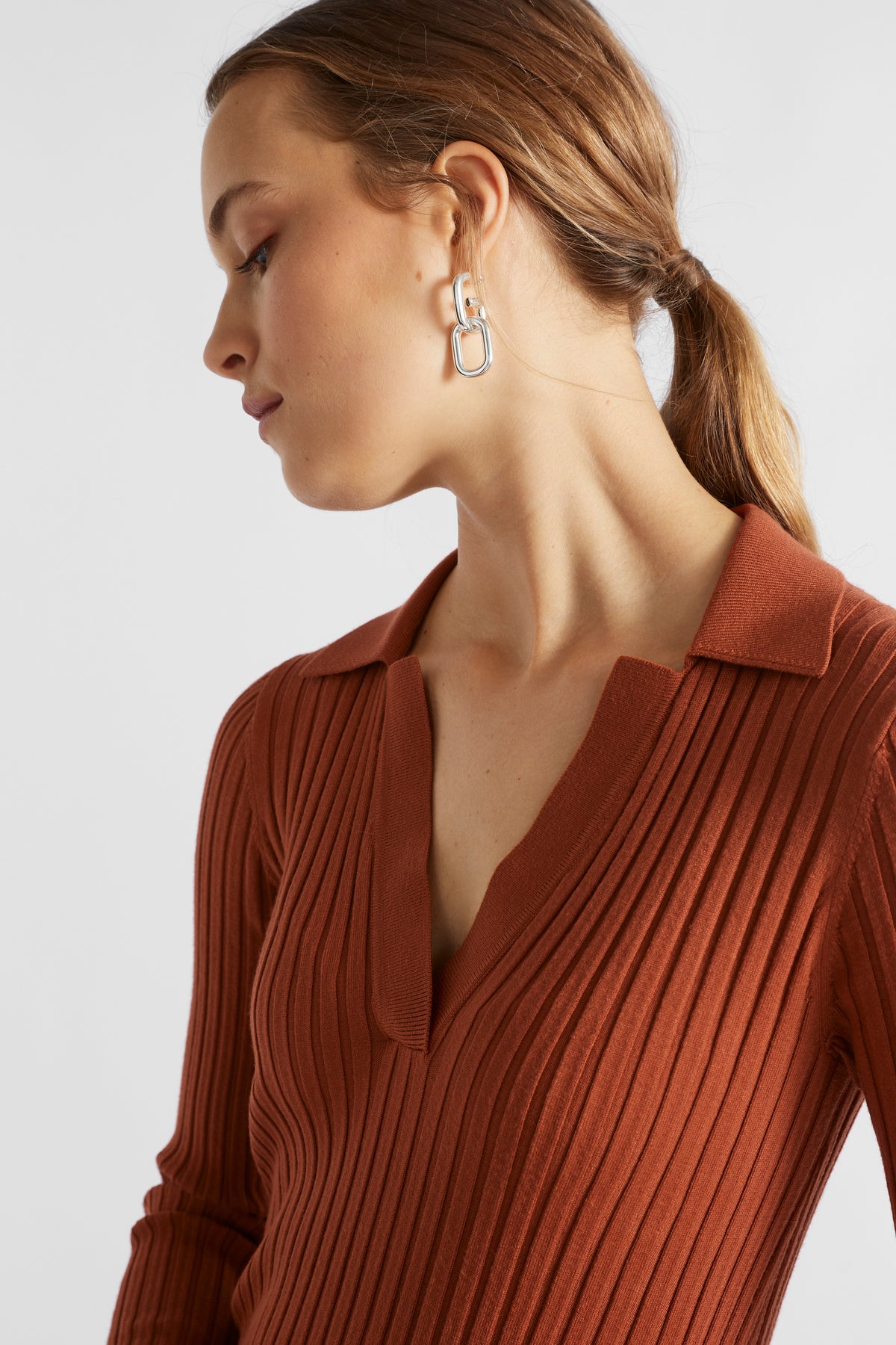 Streamline Polo Knit Midi Dress