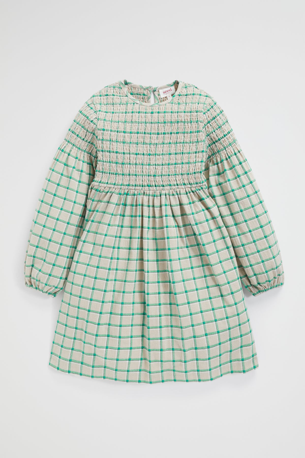 Shirred Gingham Dress