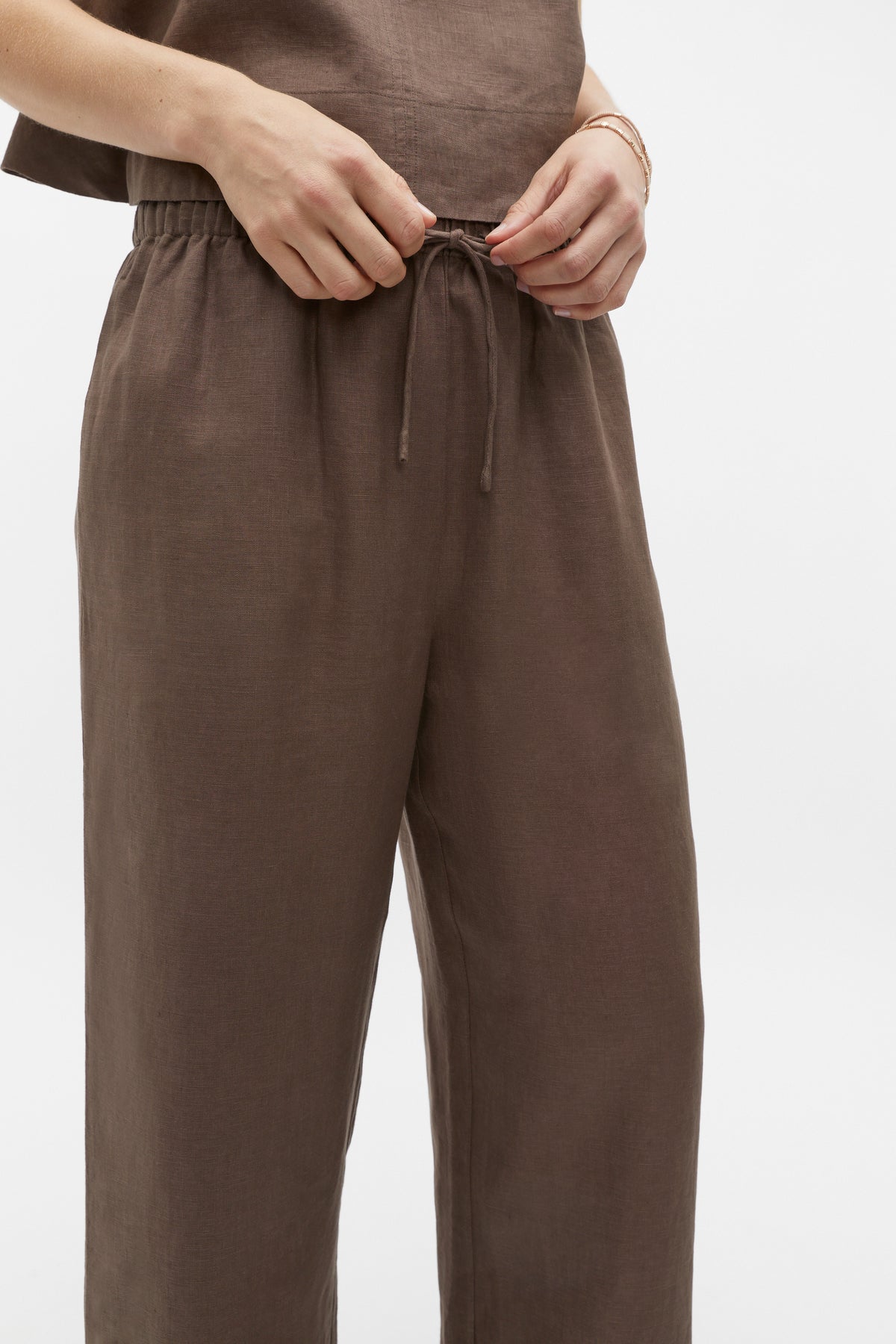 Core Linen Wide Leg Tie Pant