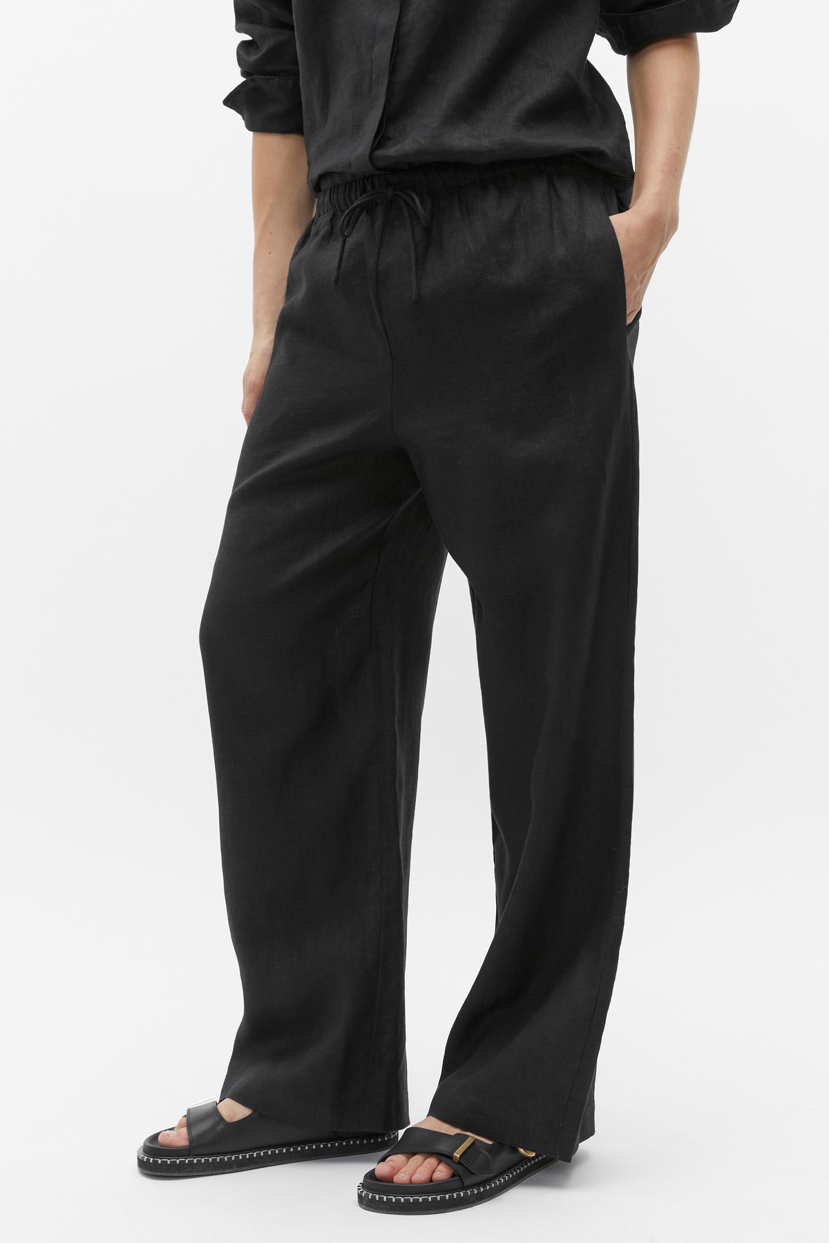 Core Linen Wide Leg Tie Pant