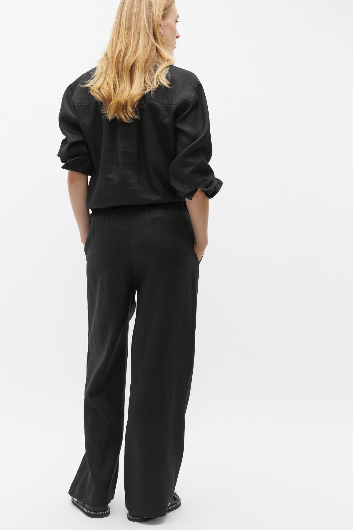 Core Linen Wide Leg Tie Pant