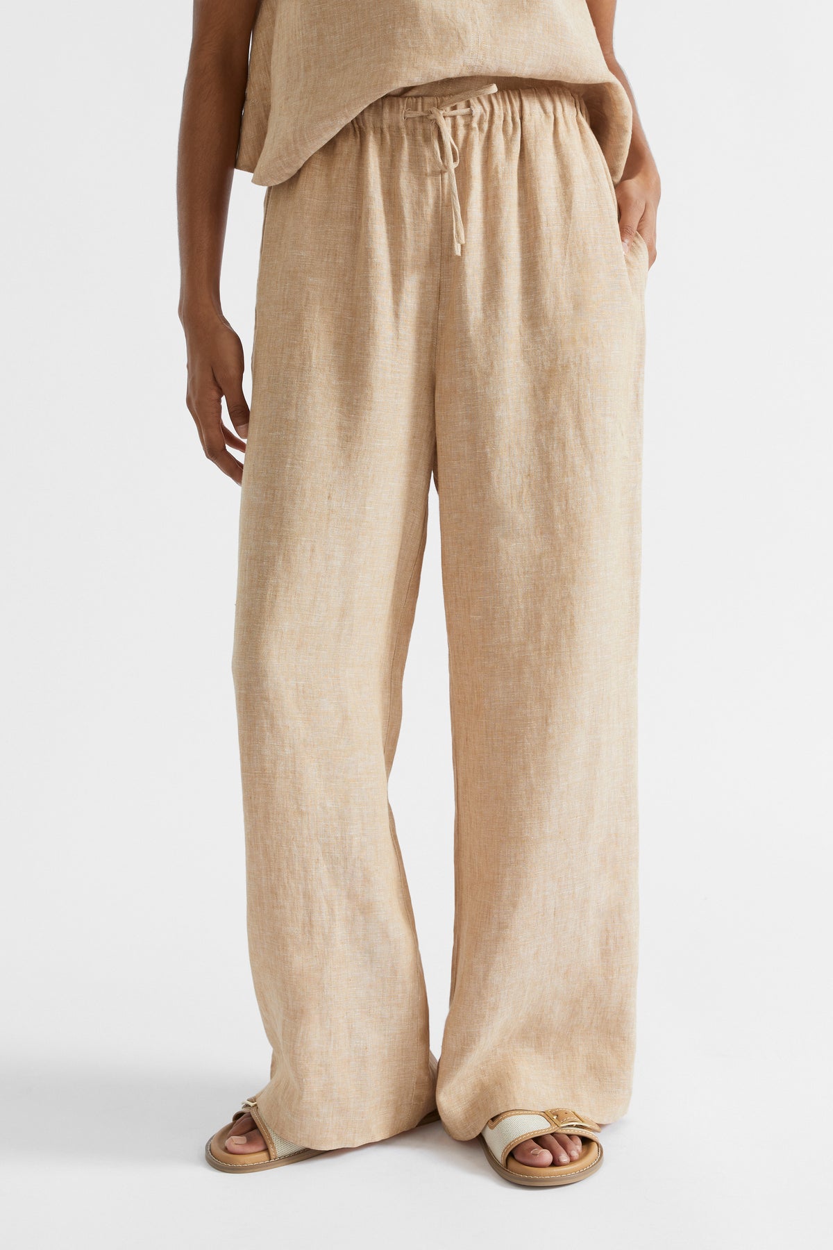 Core Linen Wide Leg Tie Pant