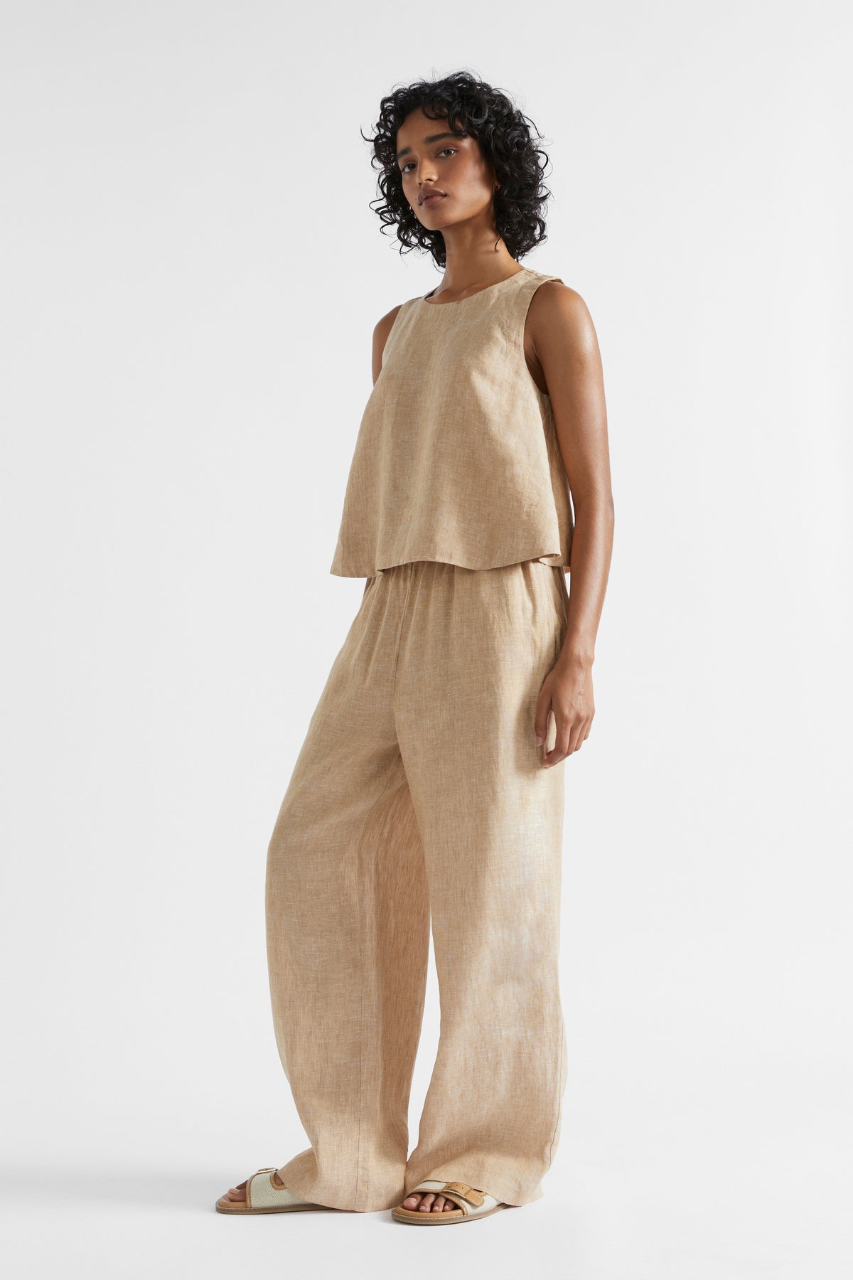 Core Linen Wide Leg Tie Pant
