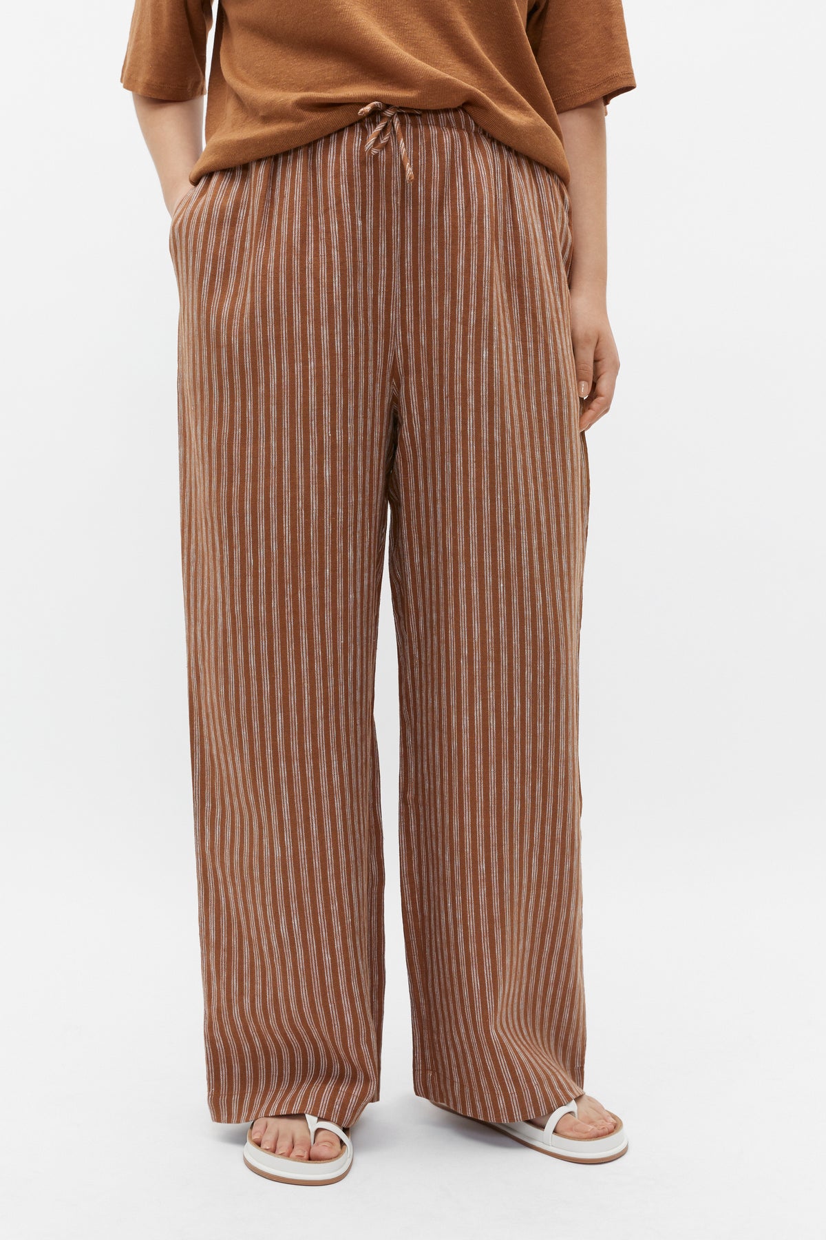Core Linen Wide Leg Tie Pant