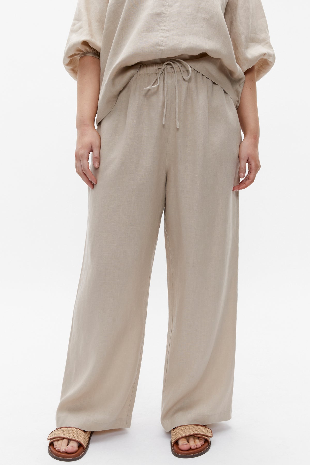 Core Linen Wide Leg Tie Pant