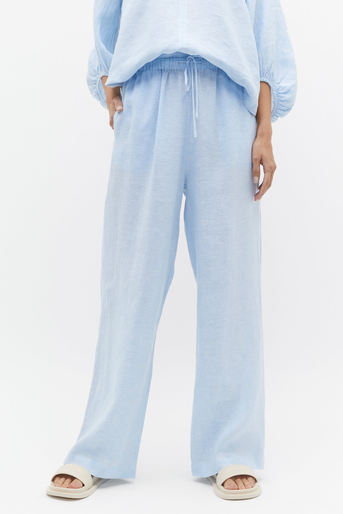 Core Linen Wide Leg Tie Pant
