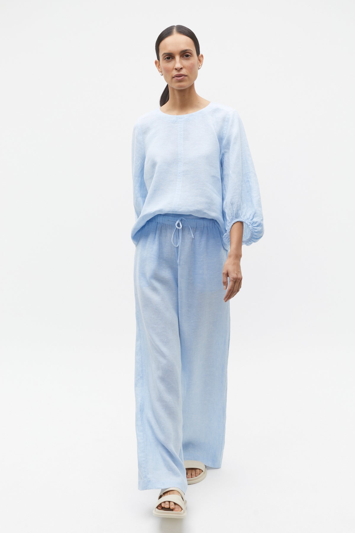 Core Linen Wide Leg Tie Pant
