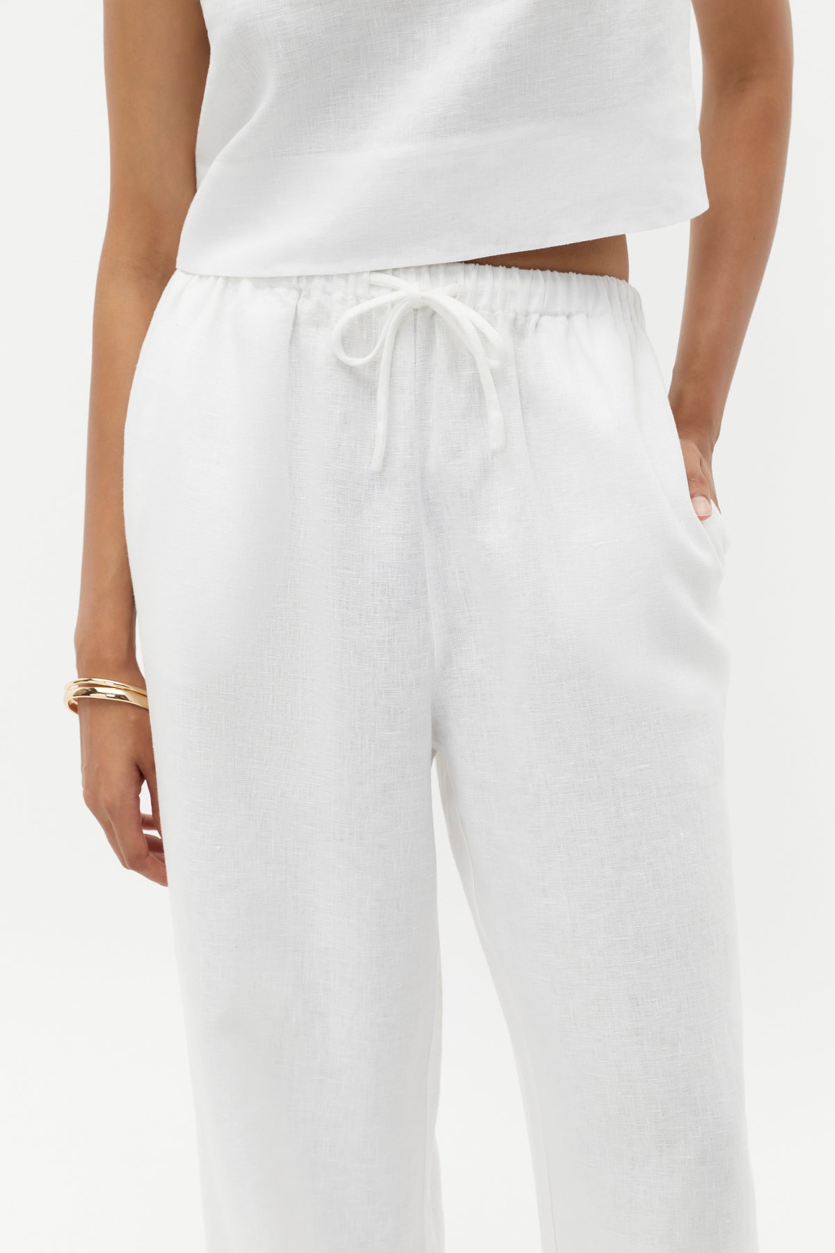 Core Linen Wide Leg Tie Pant