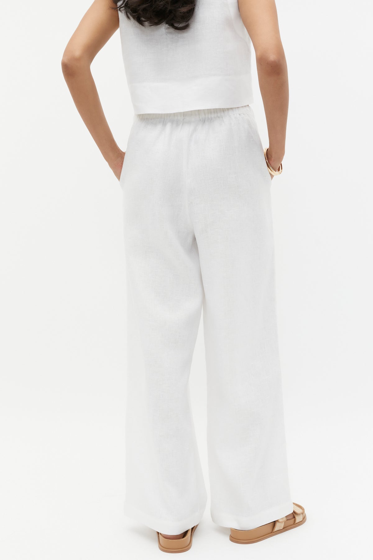 Core Linen Wide Leg Tie Pant