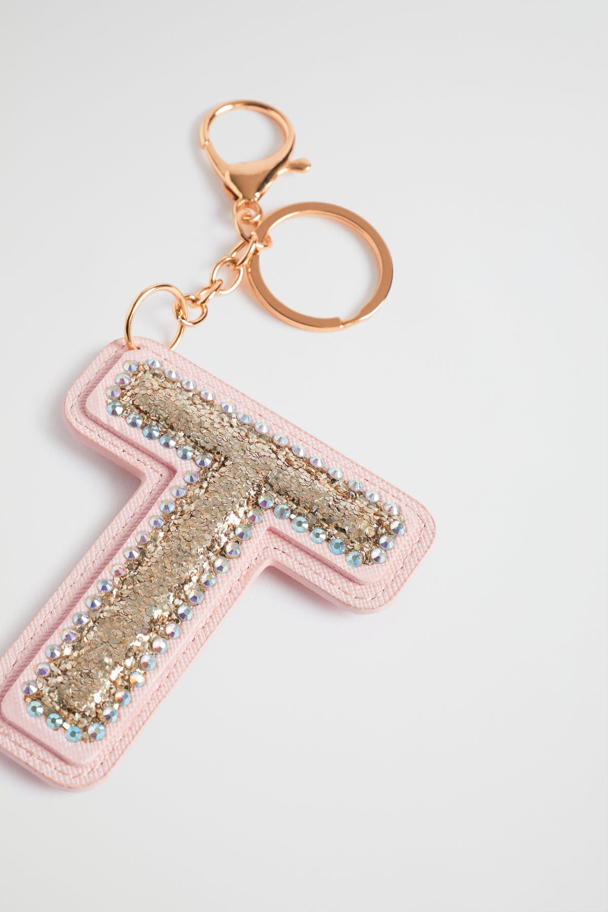 Glitter Initial Keyring