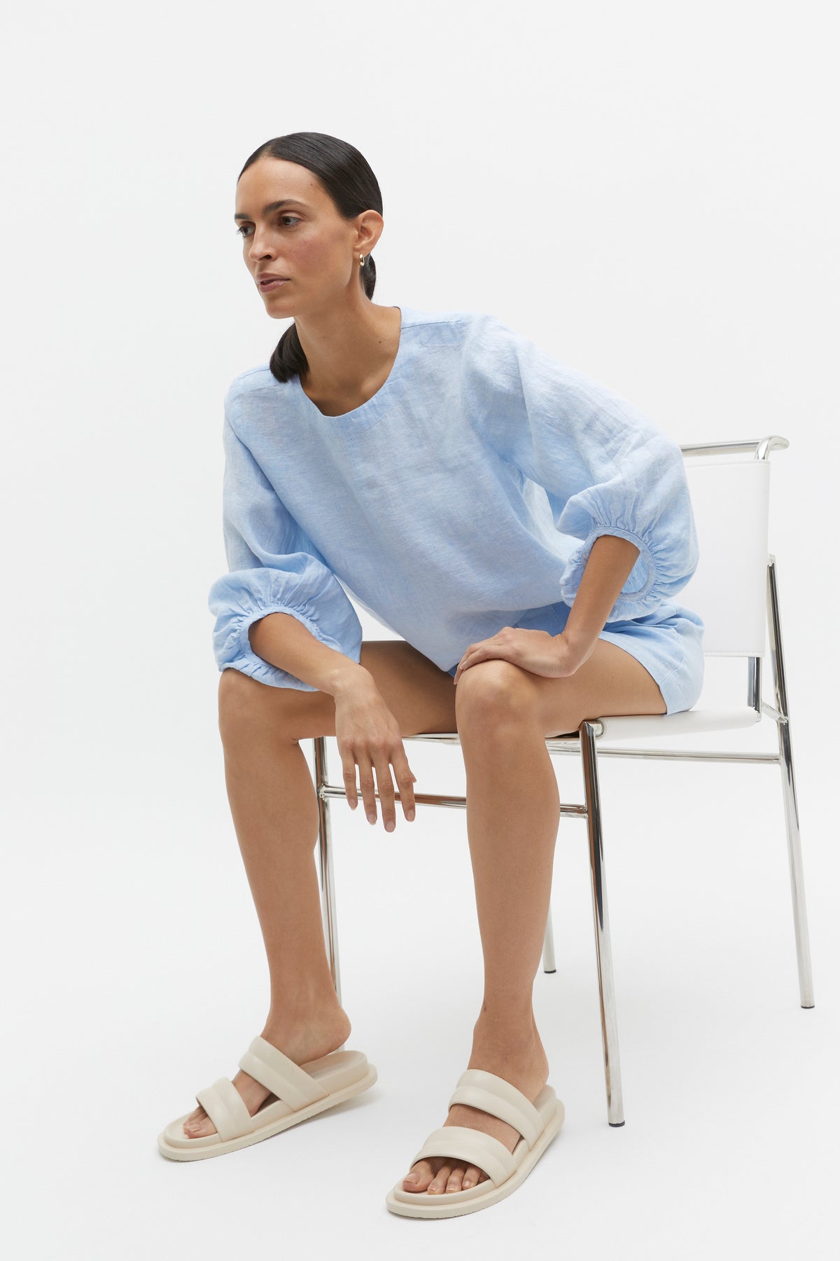 Core Linen Balloon Sleeve Top