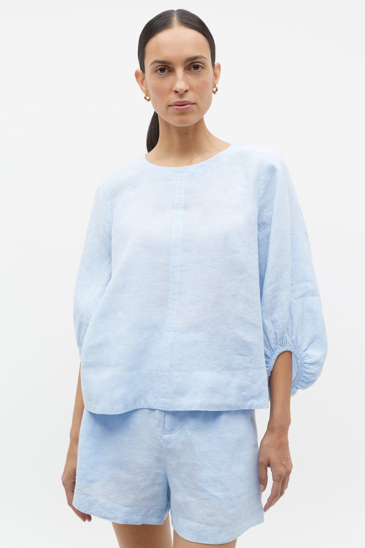 Core Linen Balloon Sleeve Top