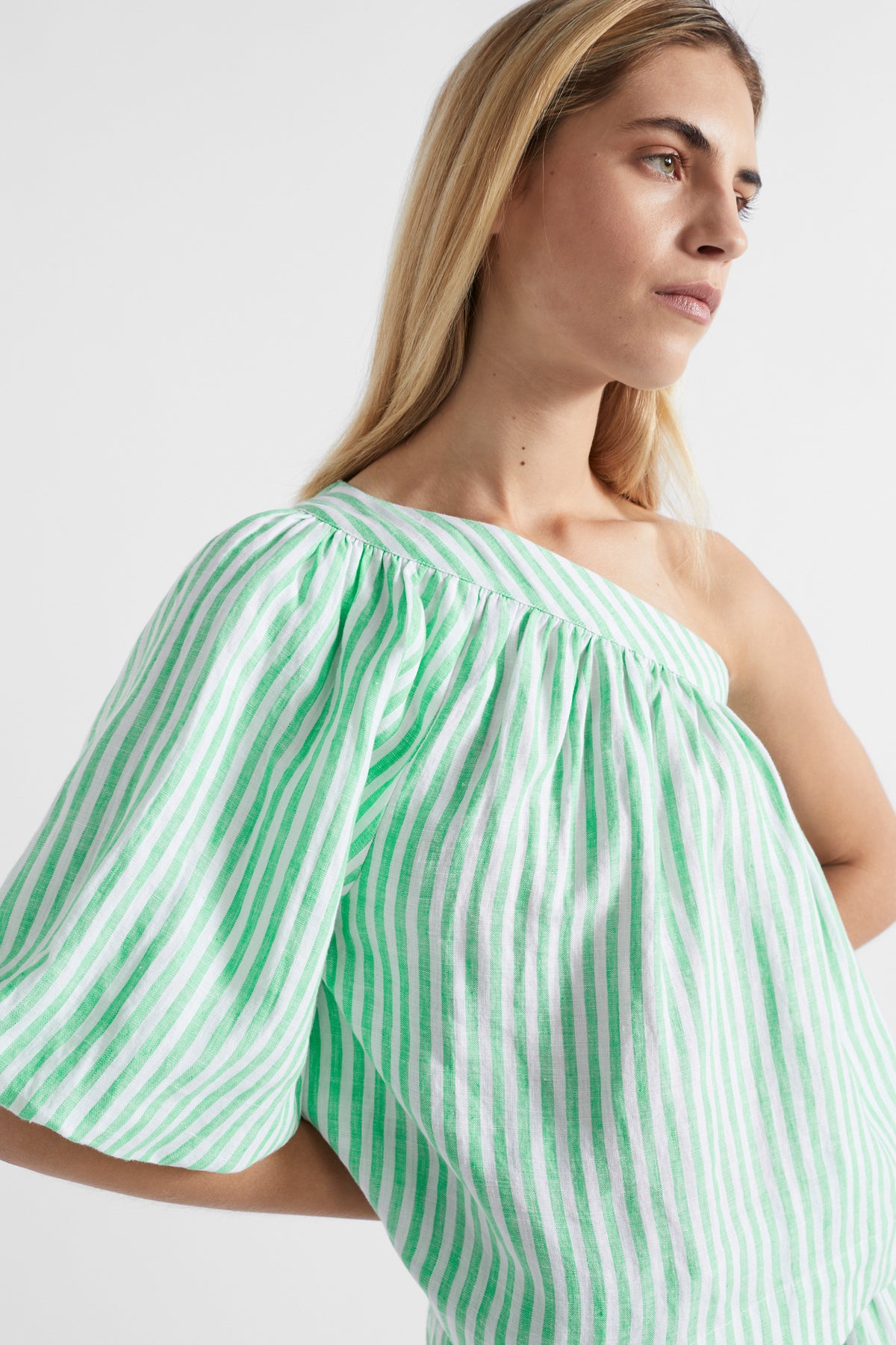 Linen One Shoulder Top