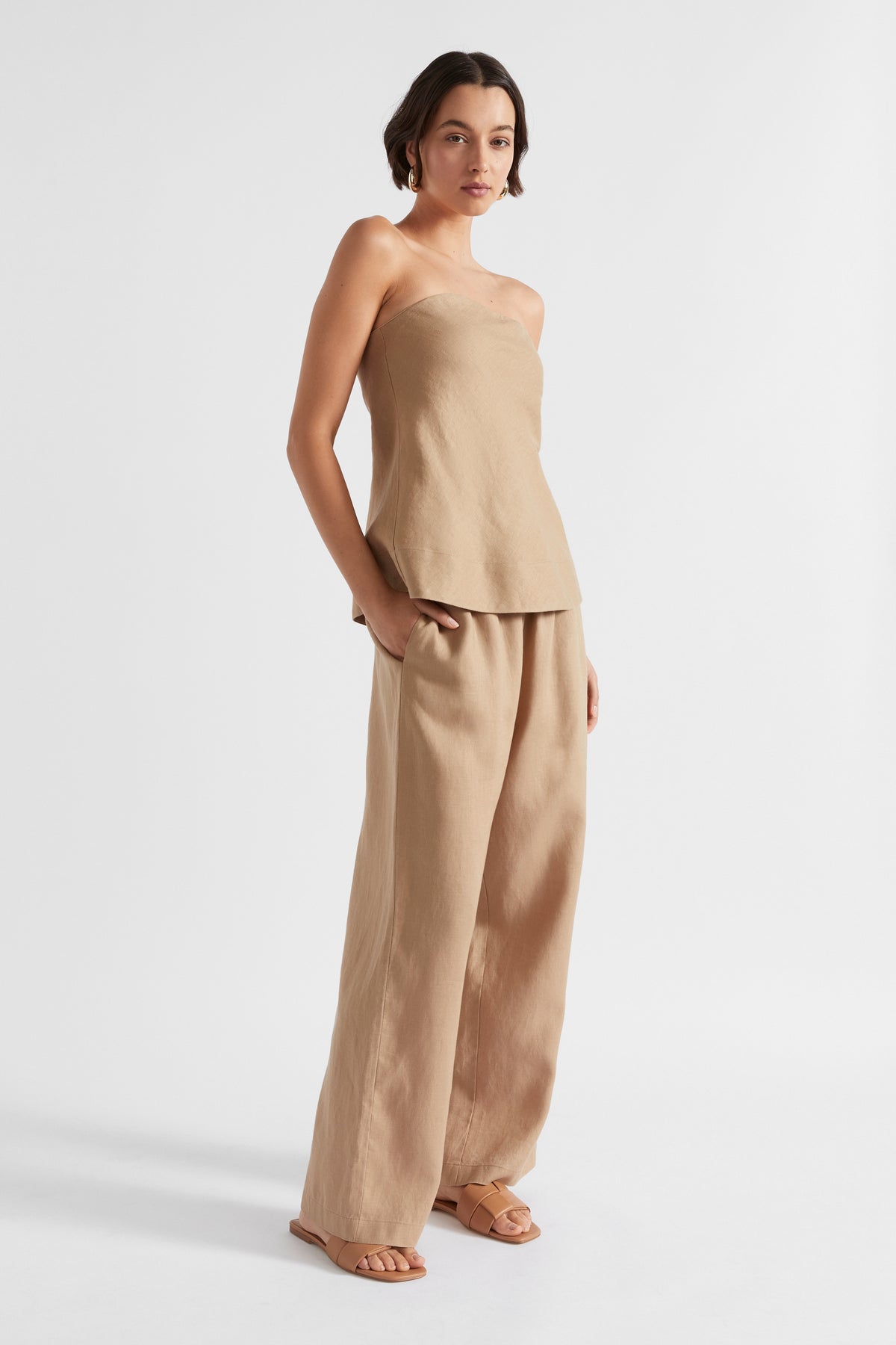 Core Linen Strapless Top
