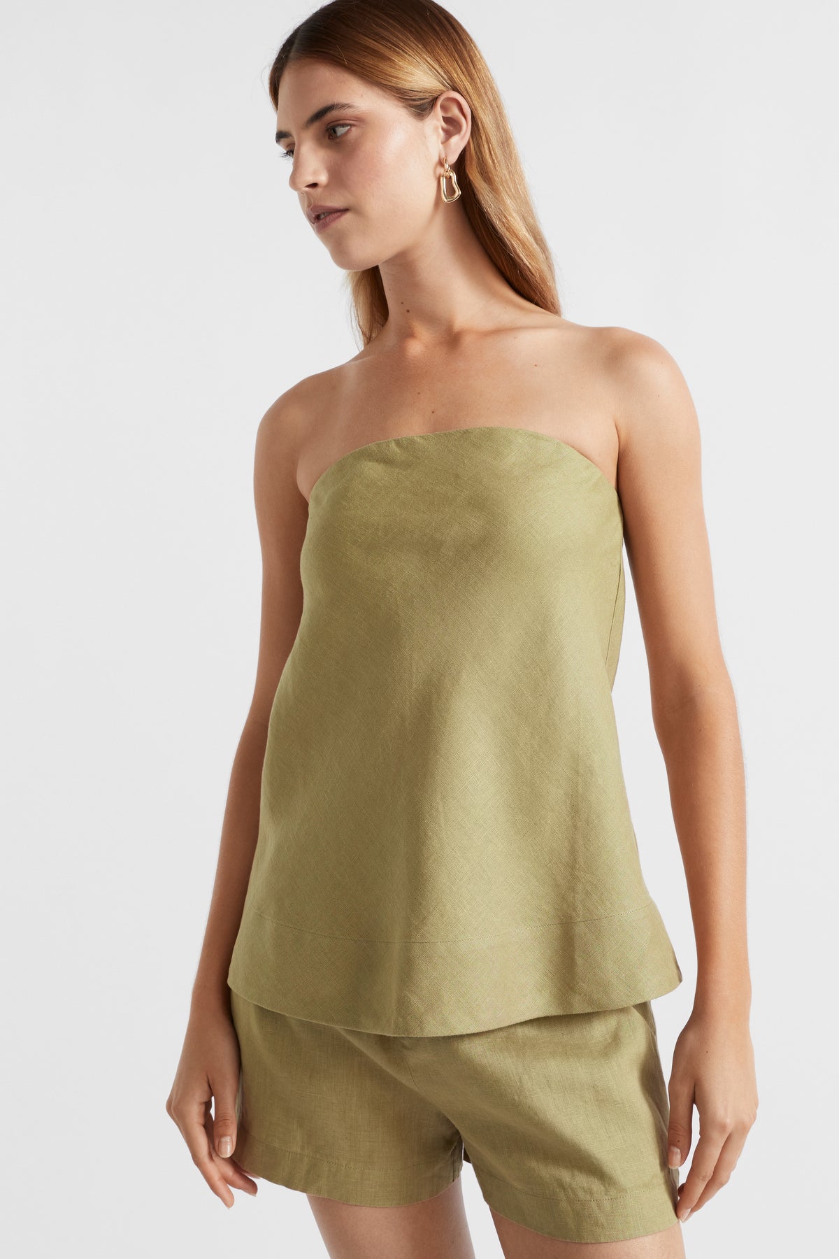 Core Linen Strapless Top