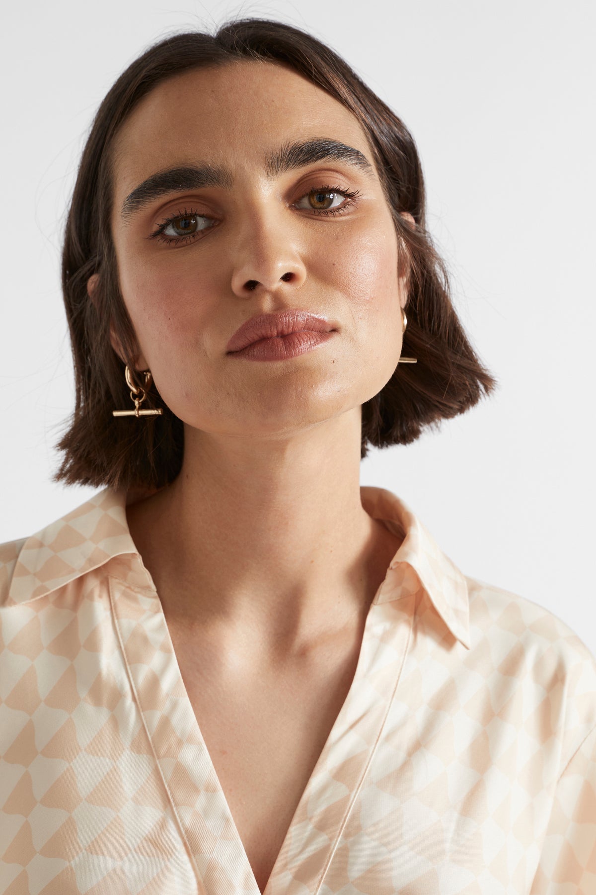 Satin Geo Crop Shirt