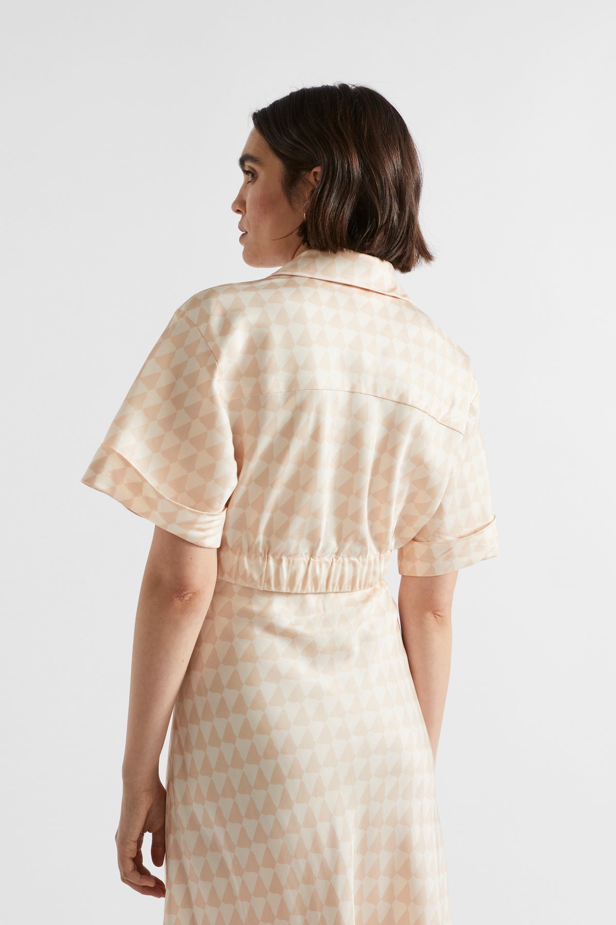 Satin Geo Crop Shirt
