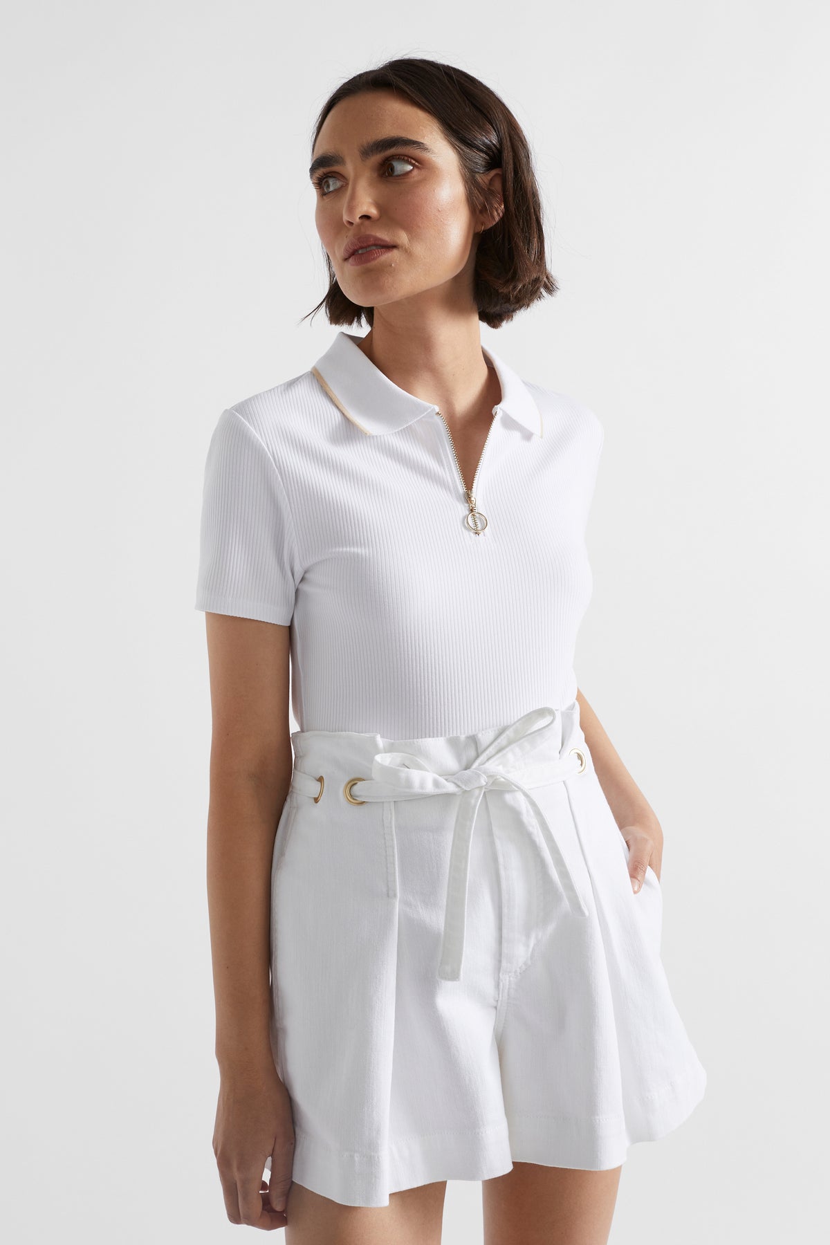 Collared Zip Thru Top