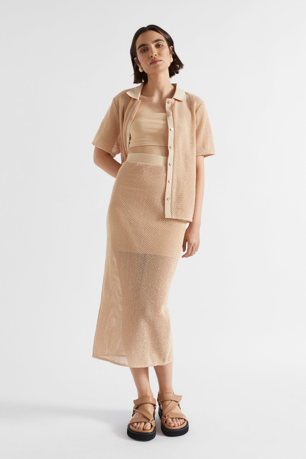 Column Maxi Mesh Skirt