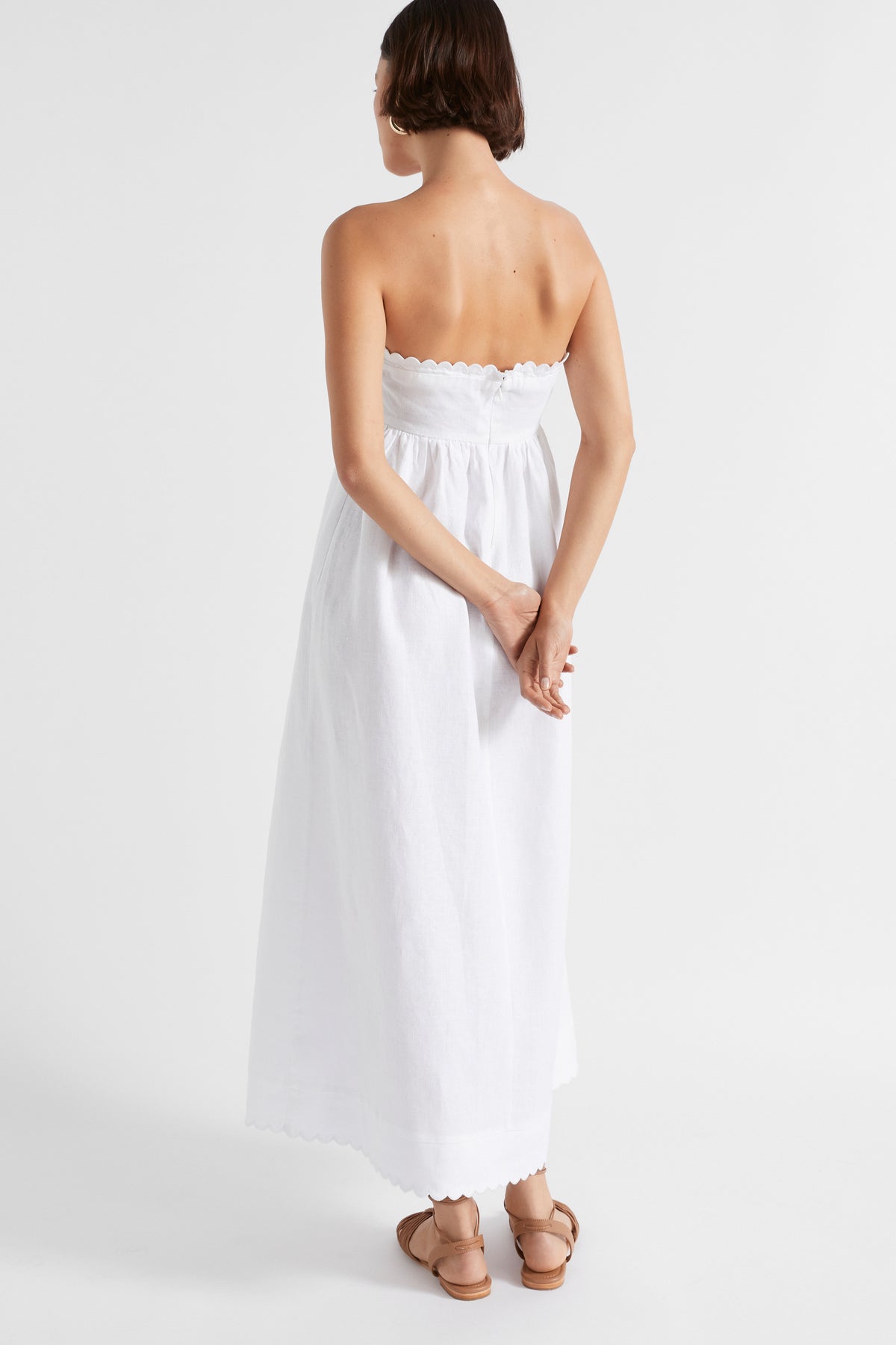 Linen Scallop Midi Dress