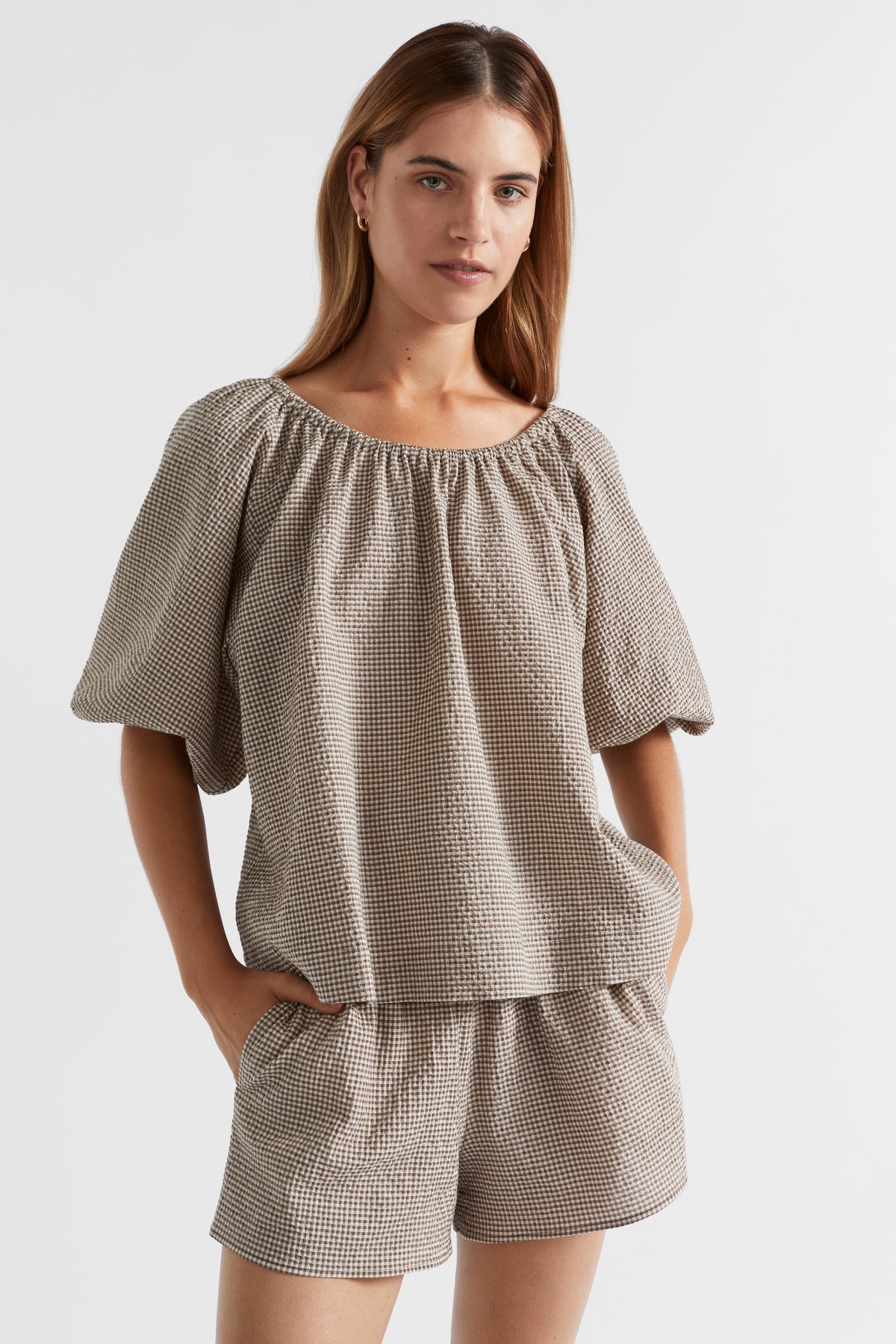 Textured Gingham Top