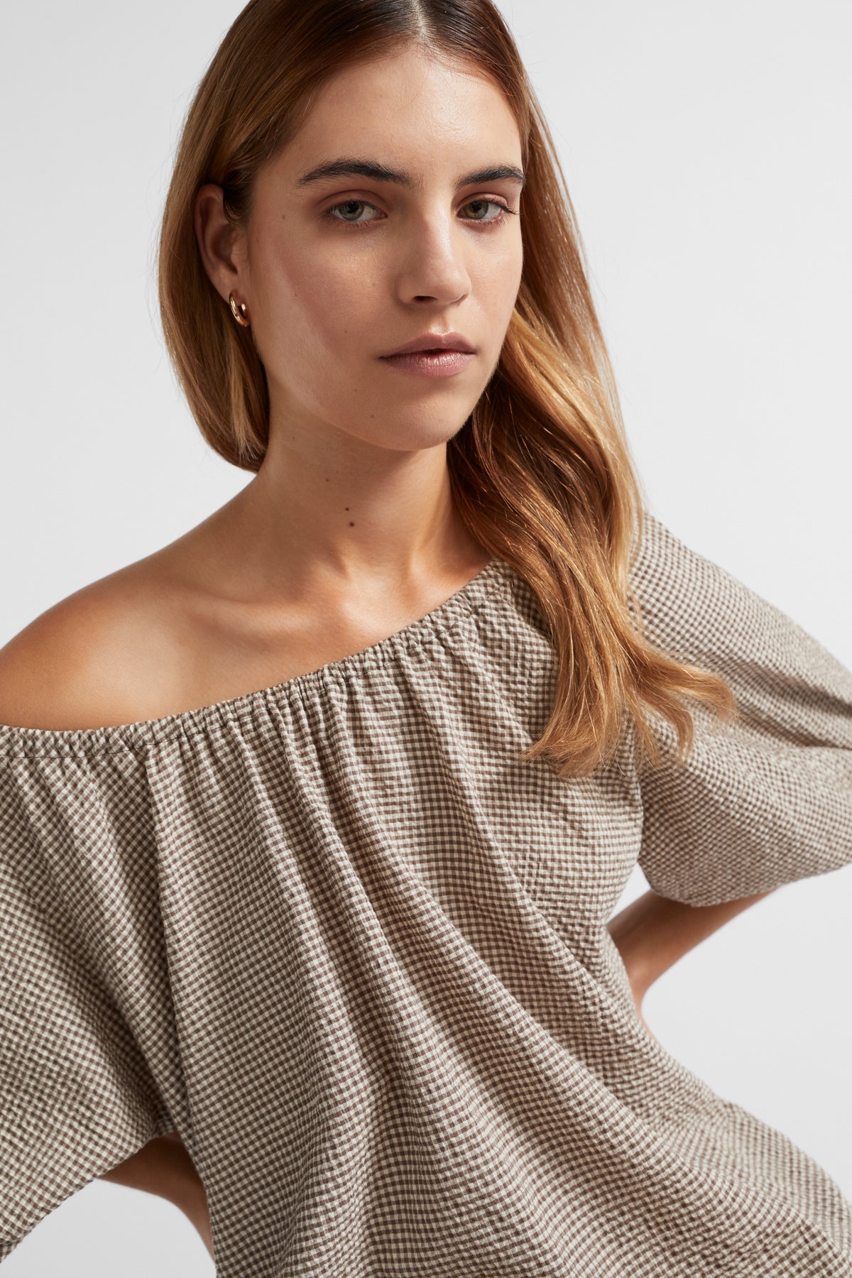 Textured Gingham Top