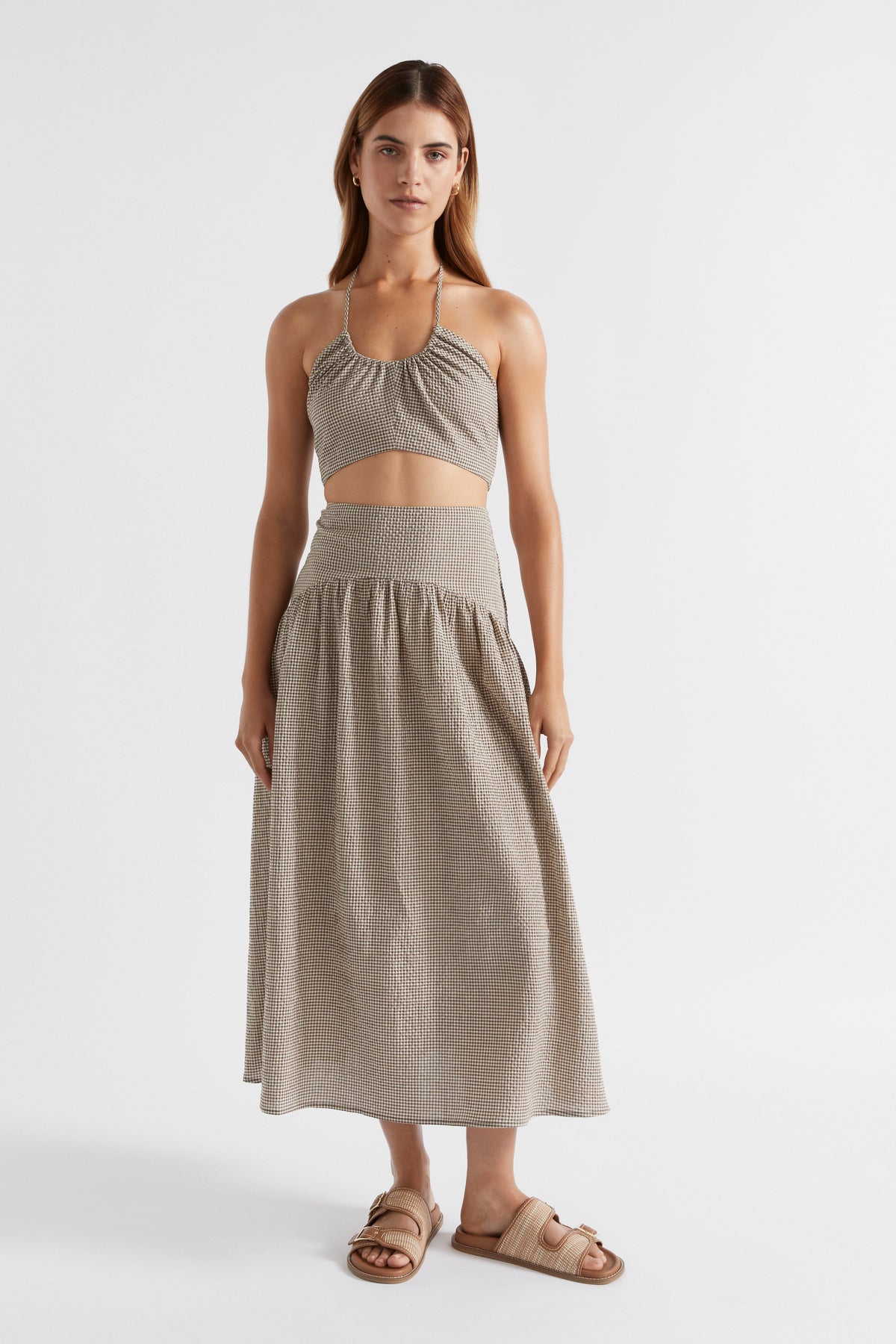 Textured Gingham Halter Top